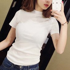 FASHION Women T-Shirt Slim Casual Short Sleeve T-Shirt