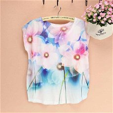 Pretty floral top tees fashion women's t-shirt wholesale