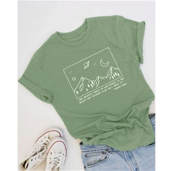 Save Planet T-shirt Mountain Graphic Tees Women Summer - 0