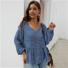 Spring Summer Print Blouse Women Cotton Full Sleeve