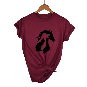 ANIMAL LOVER Horse Dog Cat Print Women tshirt - 0