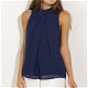 Women Casual Sleeveless Solid Color Chiffon Blouse shirt - 0 - Thumbnail