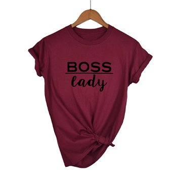 boss lady Letters Print Women tshirt Cotton Casual - 0