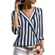 2019 Summer Fashion Striped Women Blouse Shirt V-Neck - 0 - Thumbnail