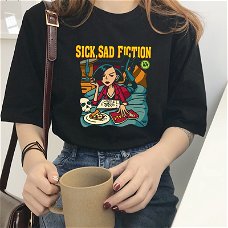 Summer Spoof Print vintage Women Short Sleeve Casual