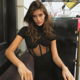 Women Fashion Shirts Black Mesh Patchwork See-through High - 0 - Thumbnail