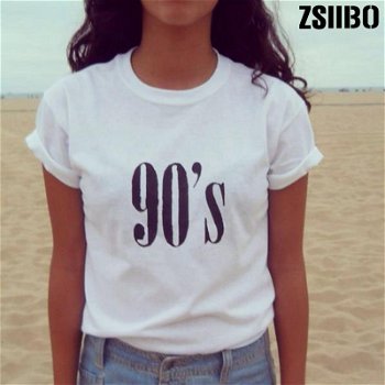 90's Letters Women T shirt Casual Funny tshirts - 0