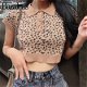 Bazaleas Retro Leopard Women T-shirt Chic Turn Down - 0 - Thumbnail