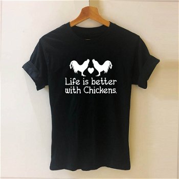 Life Is Better with Chickens Letters Print Women - 0