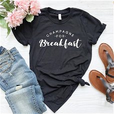Champagne For Breakfast Women Tshirts Cotton Casual Funny