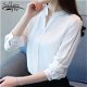 Fashion woman blouses 2019 long sleeve solid white - 0 - Thumbnail