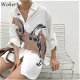 Woherb 2020 Oversized Shirt Printed Vintage Long Sleeve - 0 - Thumbnail