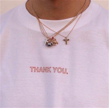 Thank You red letters Women tshirt Cotton Casual - 0