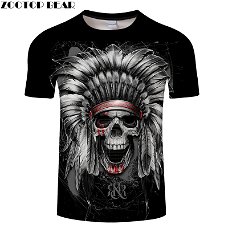 Feather Skull 3D Print t shirt Men Women