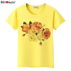 BGtomato Women Flowers Print T Shirt New Summer