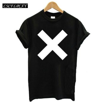 X Cross Print Women Tshirt Cotton Casual Hipster - 0