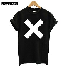X Cross Print Women Tshirt Cotton Casual Hipster