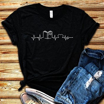 Book Heartbeat T-shirt Women Vintage Graphic T Shirts - 0