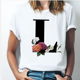 Vogue 26 alphabet letter women T-shirt Girl A - 0 - Thumbnail