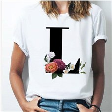 Vogue 26 alphabet letter women T-shirt Girl A