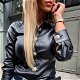 2020 New Women Faux Leather Shirt Long Sleeve - 0 - Thumbnail