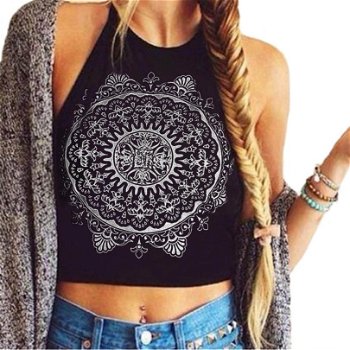 2018 New Sexy Womens Mandala Print Sleeveless Halterneck - 0