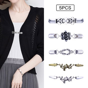 5Pcs Women Cardigan Sweater Blouse Shawl Clips Shirt - 0