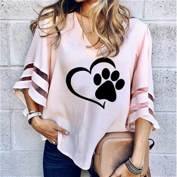 Dropshipping New Fashion Dog Paw T Shirt Women - 0