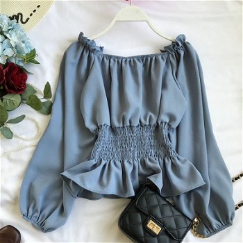 2019 summer new lantern sleeved chiffon women blouse - 0