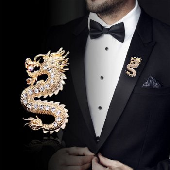 Dragon Brooch For Men Charm Shirts Suit Brooch - 0