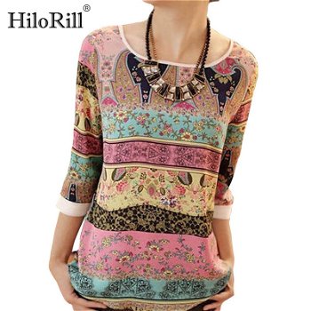 HiloRill Women Chiffon Blouses 2020 Summer Print Blouse - 0