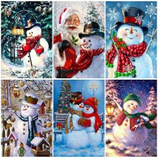 Huacan 5D Diamond Painting Full Square Christmas Snowman