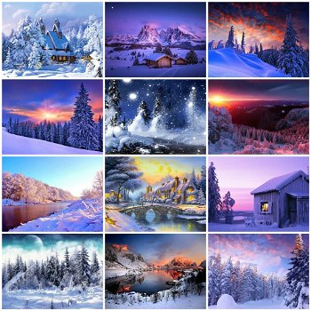 Huacan Diamond Painting Scenic Winter Snow Full Square - 0