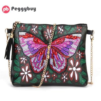DIY Butterfly Special Shaped Diamond Painting Leather Chain - 0