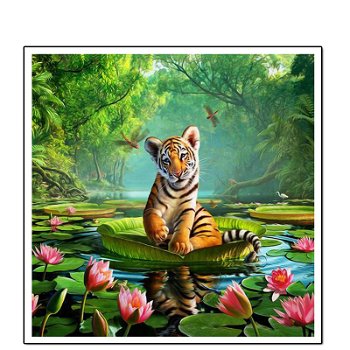 30*30CM Diy 5D Diamond Mosaic Cartoon Tiger Pattern - 0