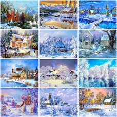Huacan 5D Diamond Painting Scenic Winter Full Square