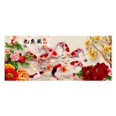 80*35 cm DIY 5D Peony Nine Fish Diamond