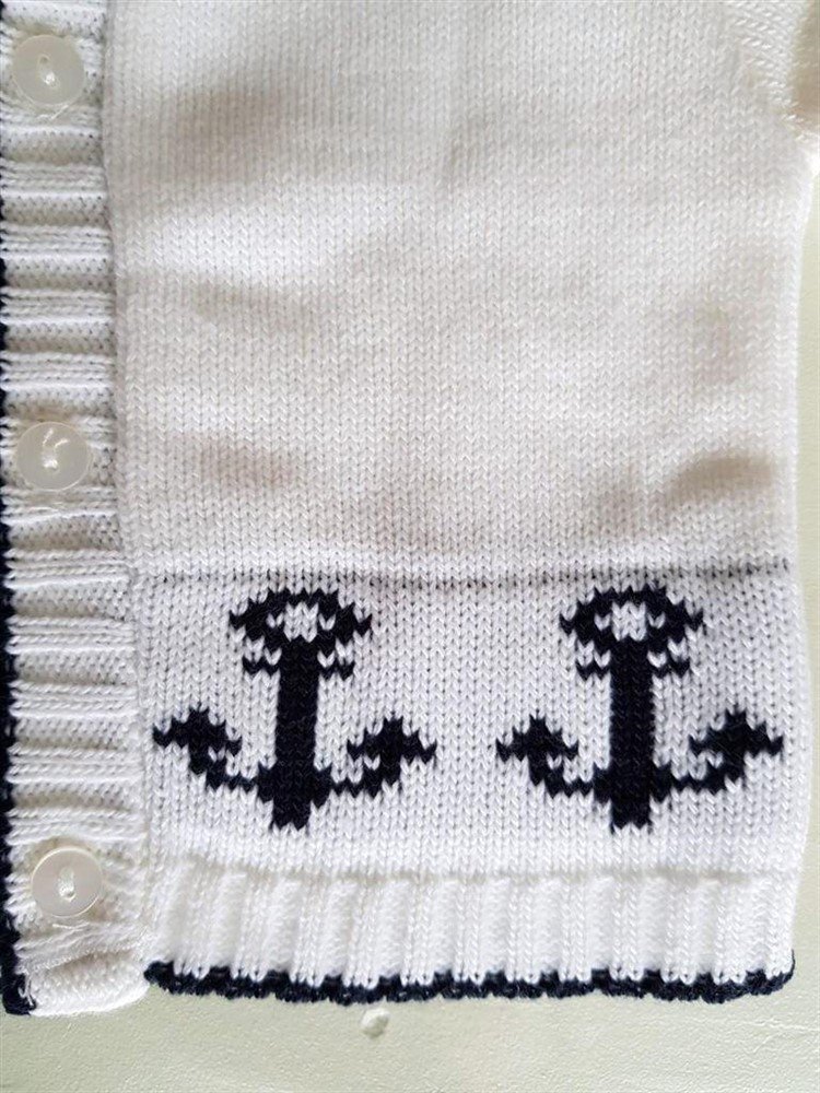 NIEUW wit blauw baby vestje doop bruidsjonker pakje anker - Afbeelding 2