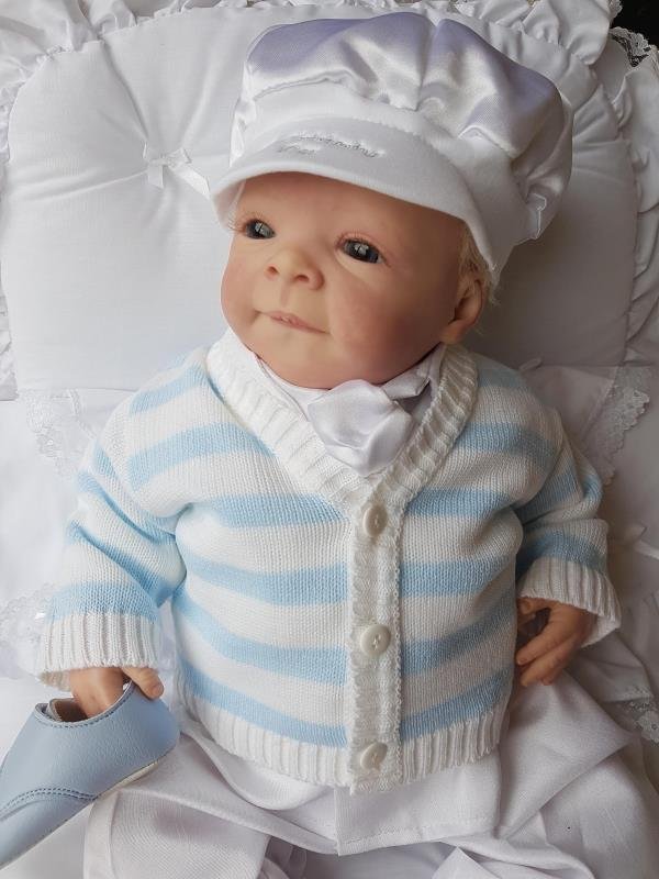 NIEUW wit blauw baby vestje doop bruidsjonker pakje anker - Afbeelding 7