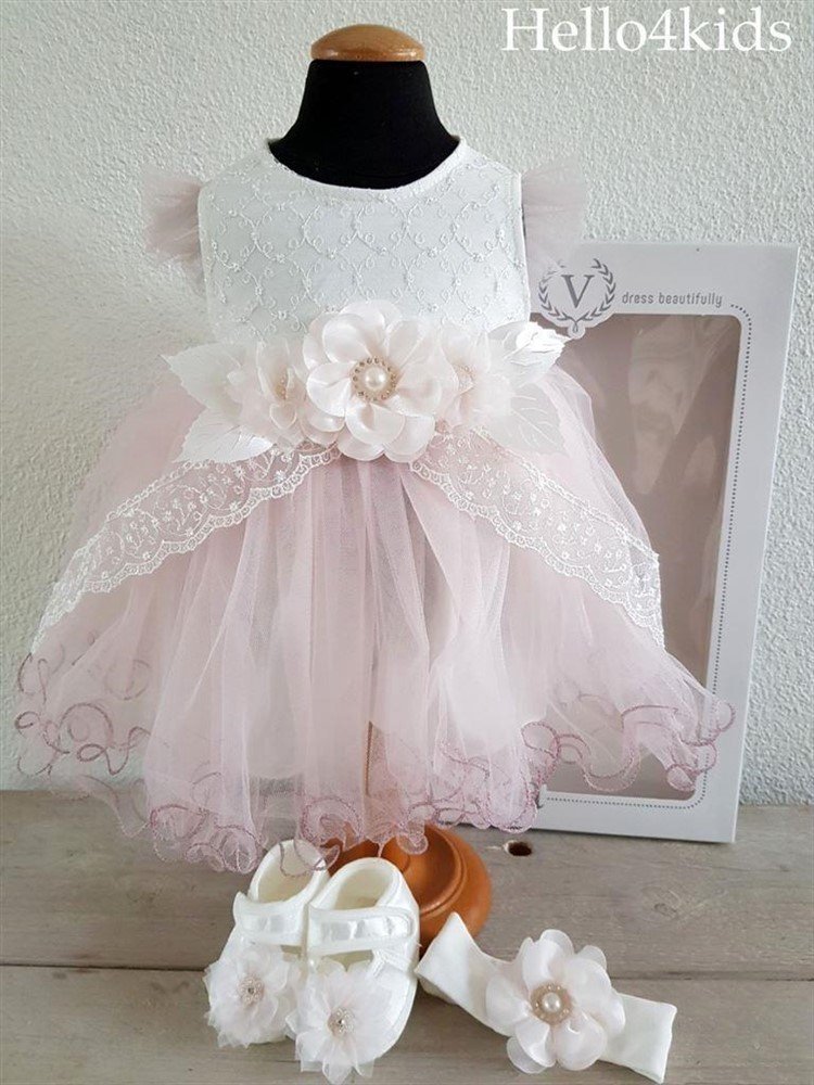 doopsetje bruidsmeisje baby feest setje roze ivoor Vs0-4 - nr. 1