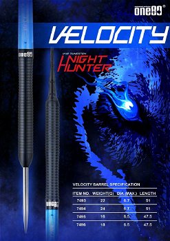 Dartpijlen One80 steeltip Night Hunter 90% tungsten Velocity 22 of 24 gram - 0