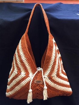 Gehaakte tas - handmade - karamel / ivory - NIEUW - 0