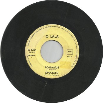 Specials ‎– Tomaatje (1969) TELSTAR - 0
