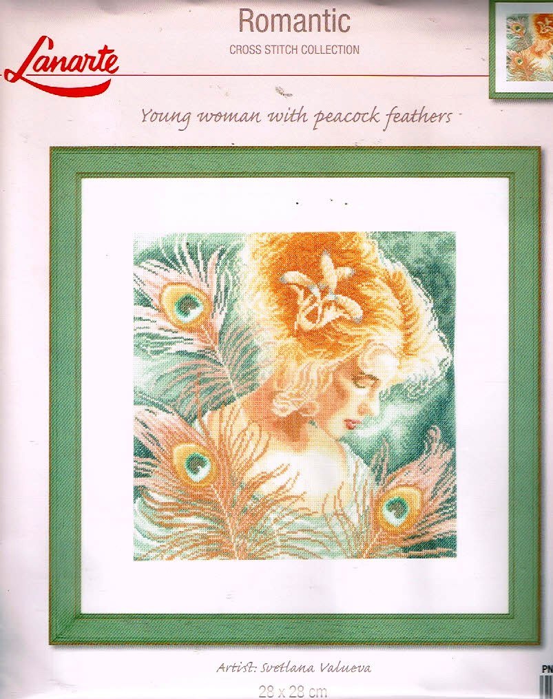 SALE LANARTE BORDUURPAKKET , YOUNG WOMAN WITH PEACOCK FEATHERS 264 - nr. 1