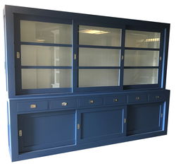 Buffetkast design Hasselt blauw - wit 300 x 50/40 x 220
