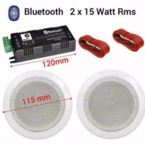 Bluetooth plafond luidspreker set wit 2x 11,5Cm 50Watt Nieuw - nr. 1