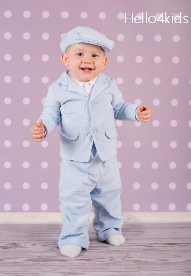 lichtblauw kostuumpje baby bruidsjonker pakje doop kleding - nr. 1