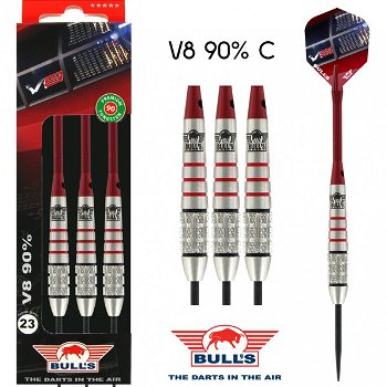 Dartpijlen BULL'S V8 C Knurled 90% tungsten 22-24 en 26 gram - 0