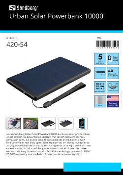 Urban Solar Powerbank 10000 opladen 4x accu alle merken smartphone