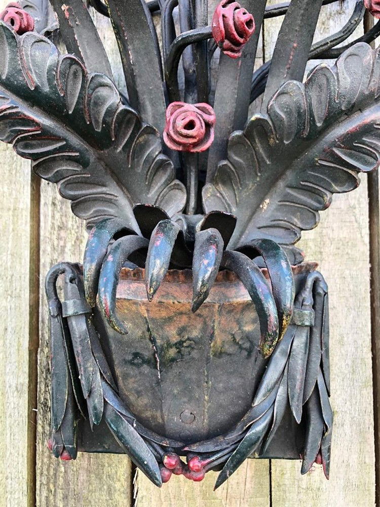 Smeedijzeren wandornament, rozen- zeer fraai in kleur ! - Afbeelding 6